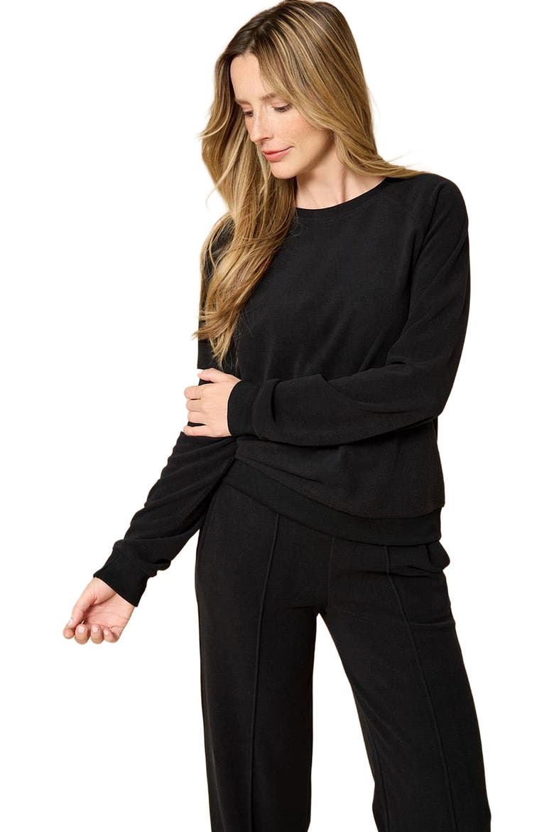 Vintage Velvet Crewneck with Pintuck Pant, Alternate, color, Black