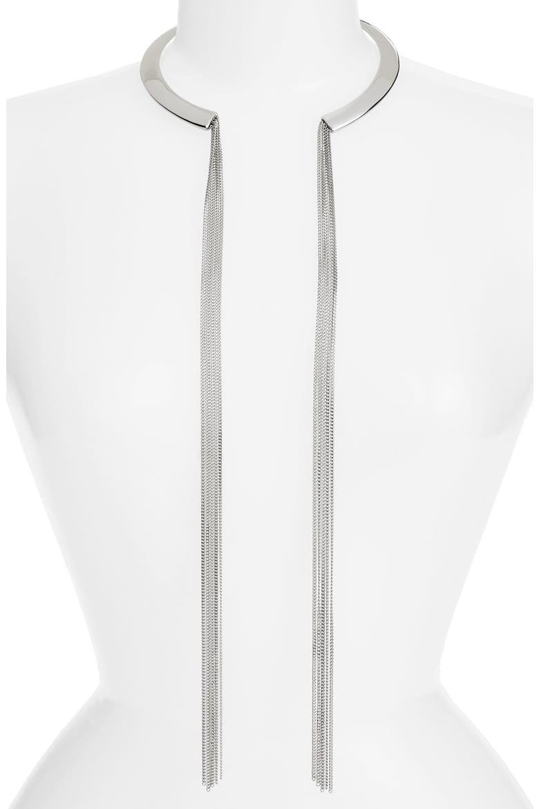 Fringe Collar Necklace, Main, color, SILVER