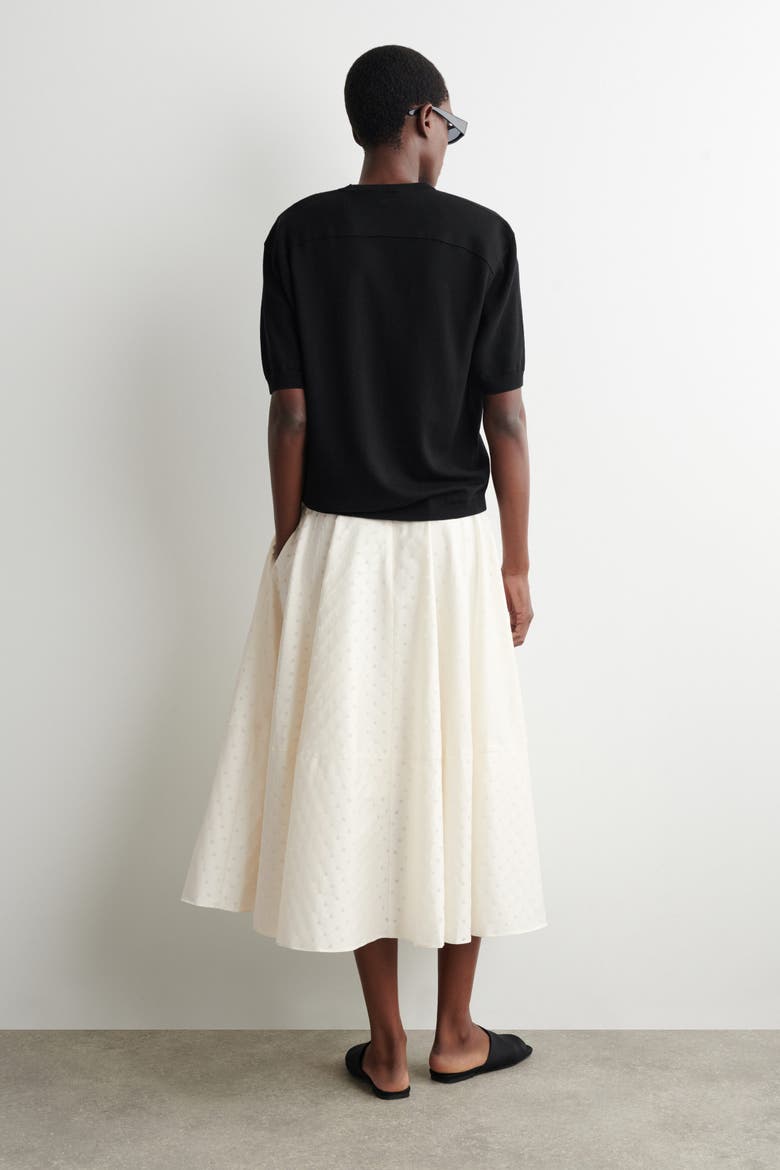 Polka-dot Jacquard Cotton Midi Skirt, Alternate, color, WHITE / POLKA DOT