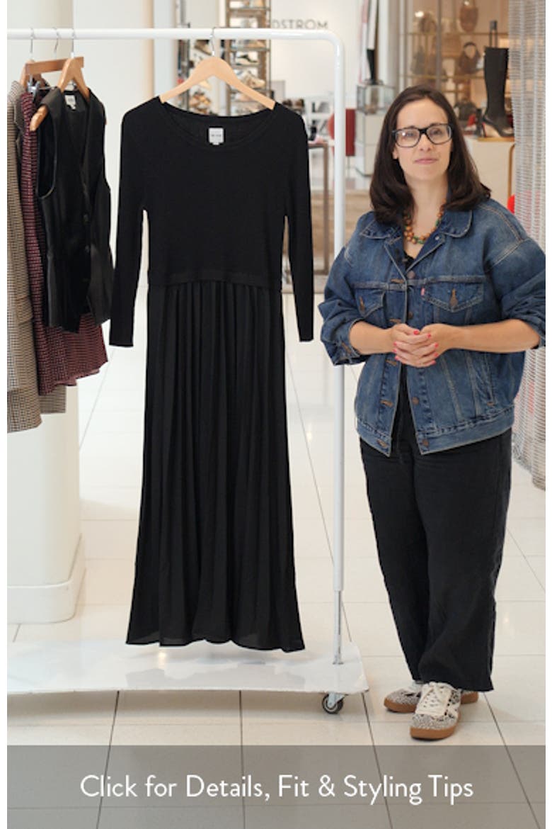 Kyrie Long Sleeve Pleated Mixed Media Maxi Dress video