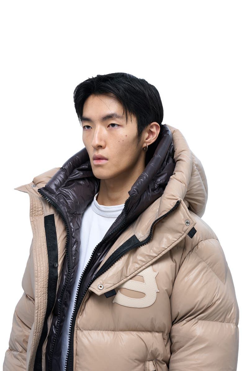 AlphaStyle Kudu Hooded Puffer Down Jacket, Alternate, color, Khaki