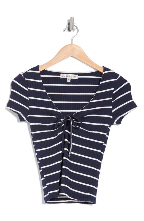 Madden Girl V-neck Front Keyhole Top In Blue