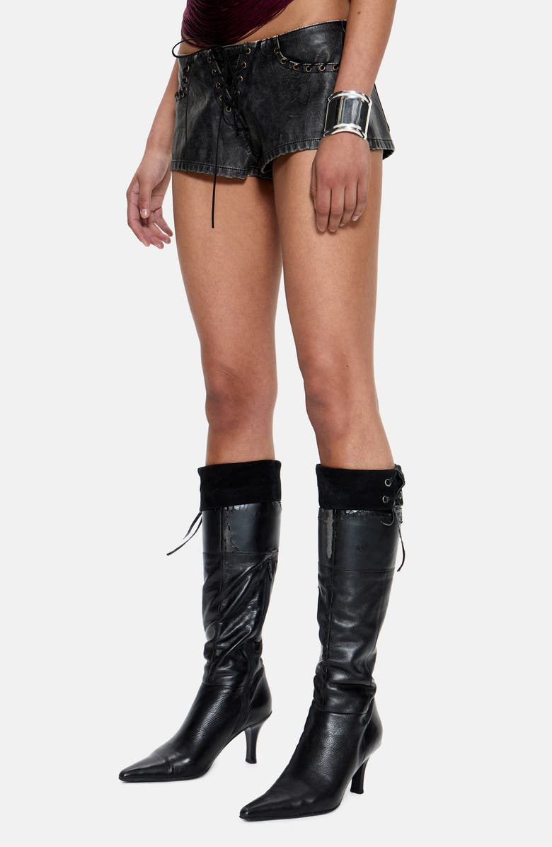 JADED LONDON Whipstitch Lace-Up Hotpants, Alternate, color, Black