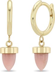 Zoë Chicco 14K Gold Pink Opal Bullet Huggie Hoop Earrings