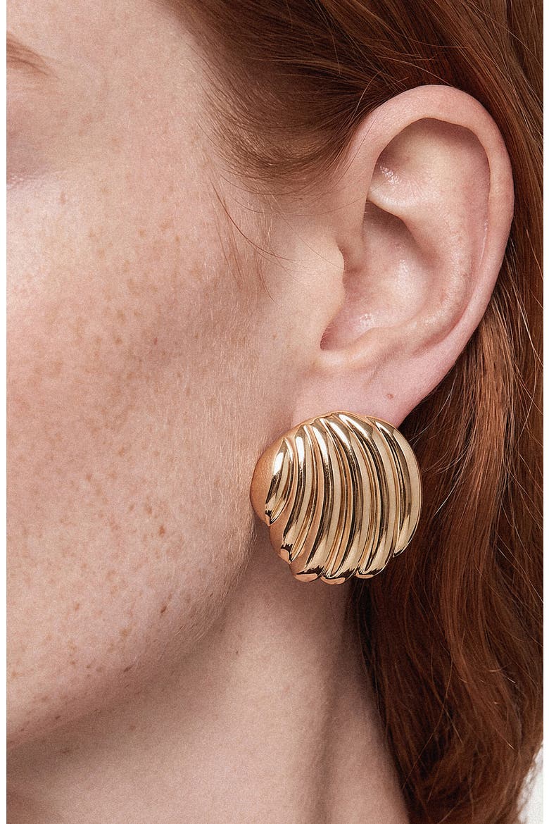 Croissant Stud Earrings, Alternate, color, GOLD