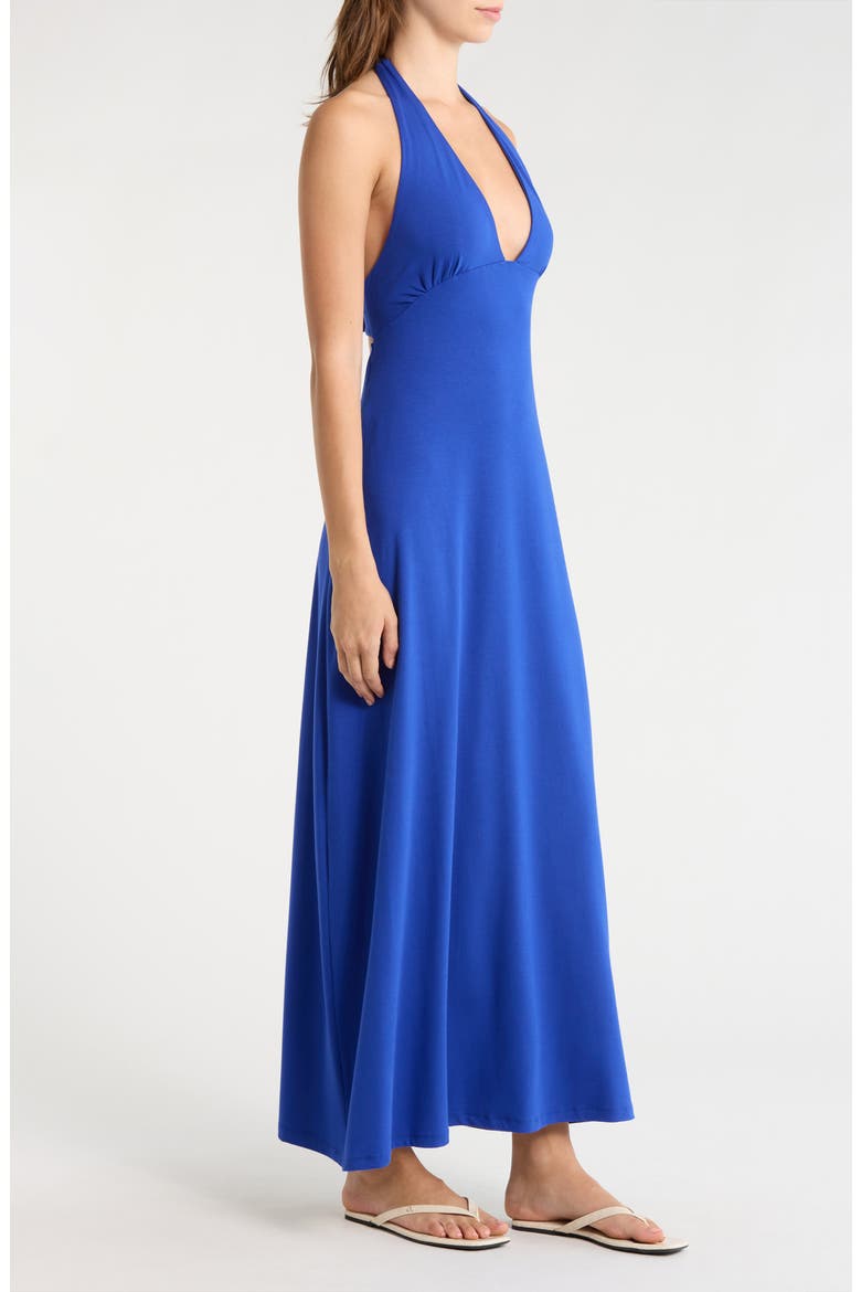 Alexa Plunge Halter Neck Midi Dress, Alternate, color, BLUE