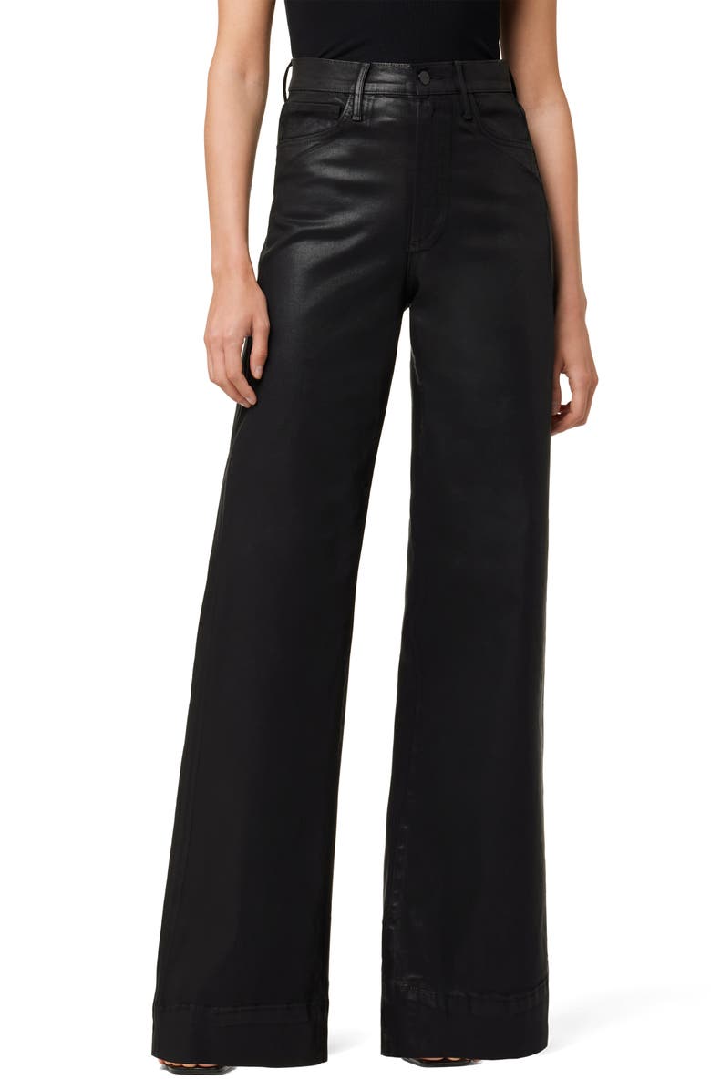 Joe's Jeans The Mia Coated High Waist Wide Leg Jeans, Main, color, Black