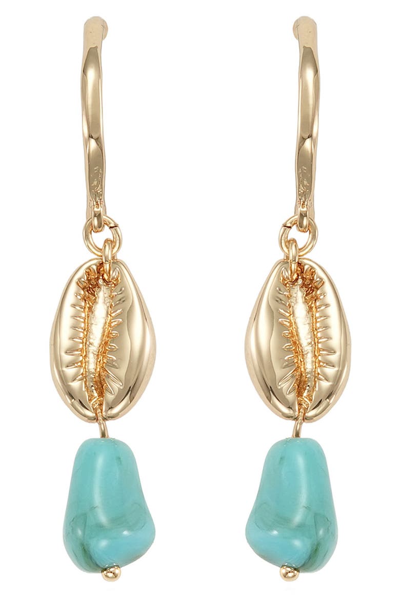Cowrie Shell Drop Earrings, Alternate, color, TURQUOISE