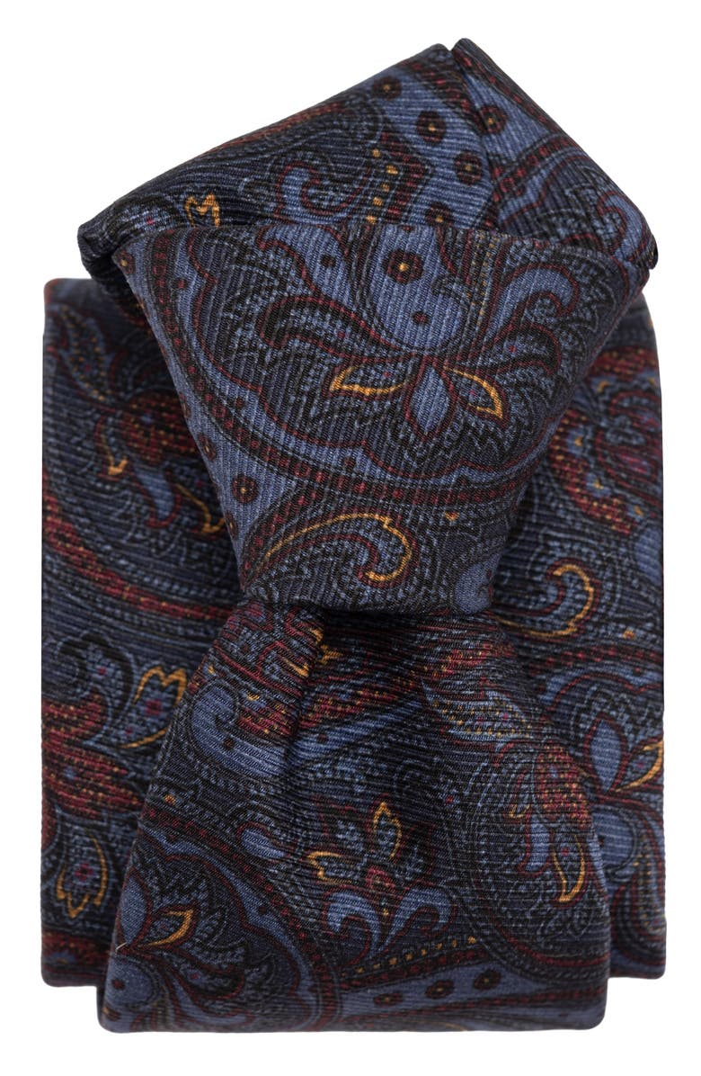 Elizabetta Marsala - Printed Madder Silk Tie for Men, Alternate, color, Blue