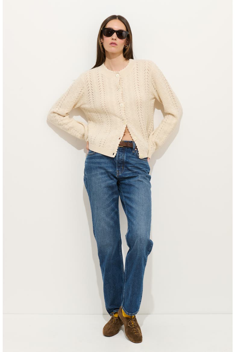 Annalise Pointelle Cardigan, Alternate, color, CHAMPAGNE