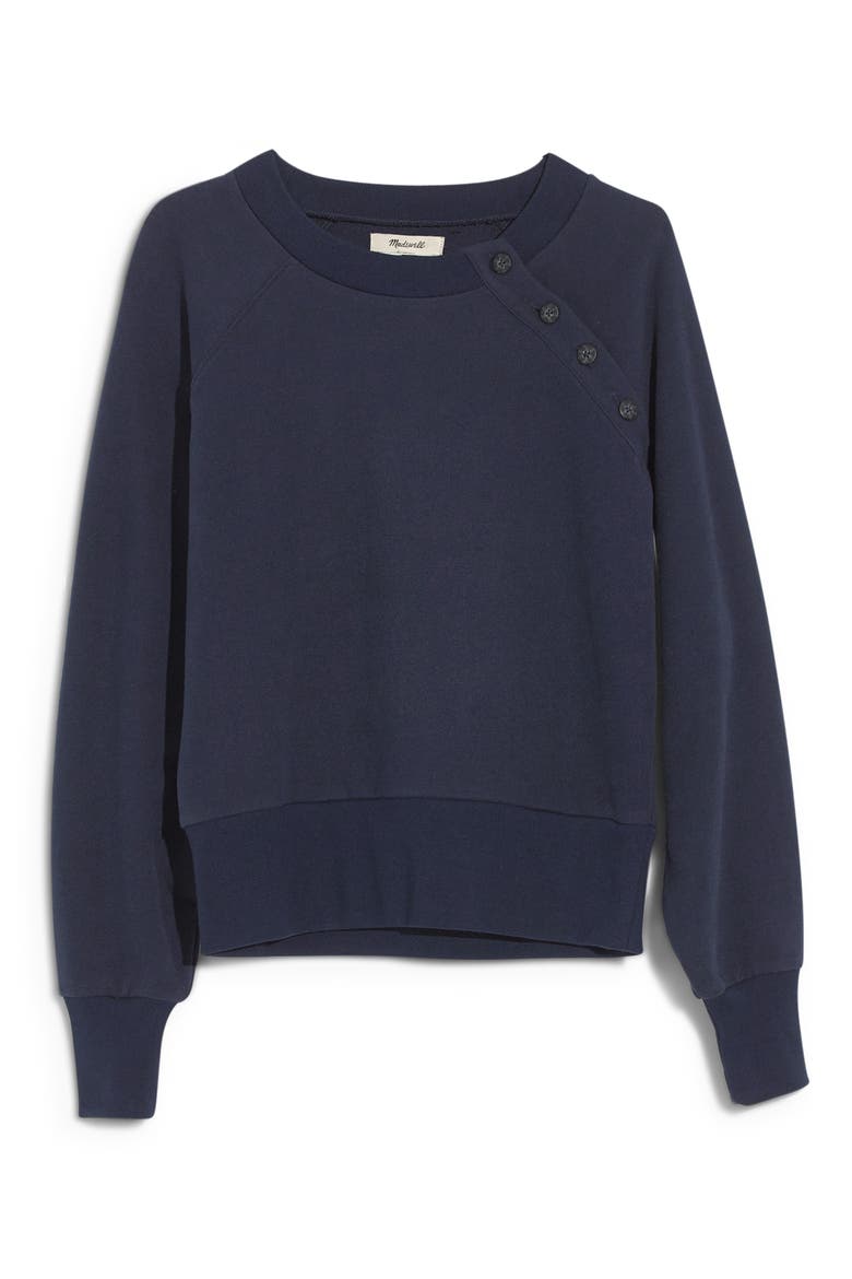 Button Detail Sweatshirt, Main, color, DEEP NAVY