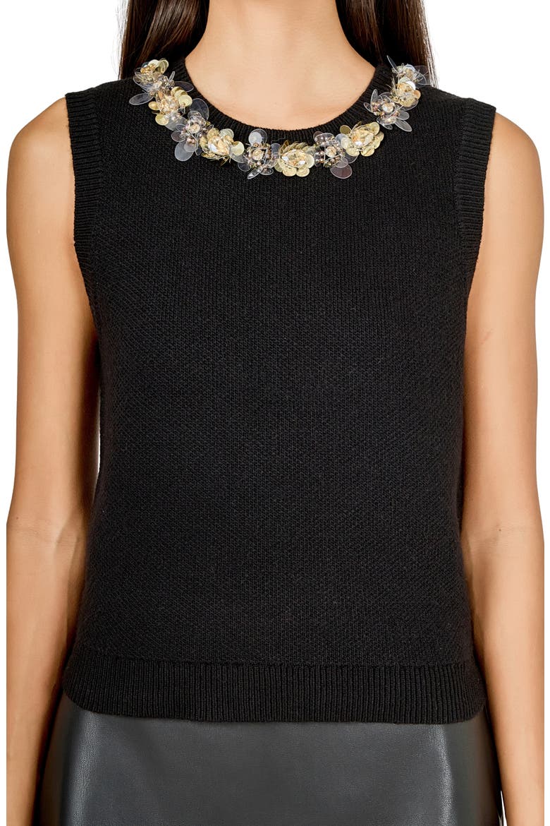 Jewel Trim Sweater Tank, Alternate, color, BLACK