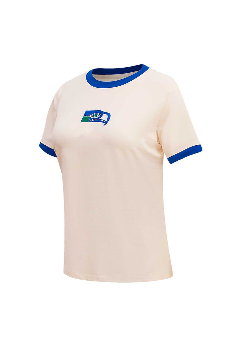 Women's Pro Standard Cream Seattle Seahawks Retro Classic Ringer T-Shirt, Alternate, color, Cream
