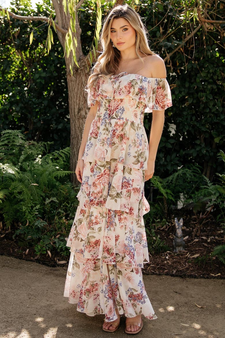 Carina Off Shoulder Maxi Dress, Alternate, color, Multi Color
