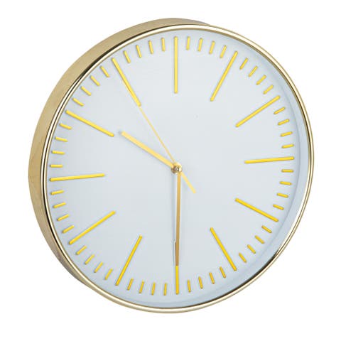 Minimalist Aura Wall Clock, White and Gold
