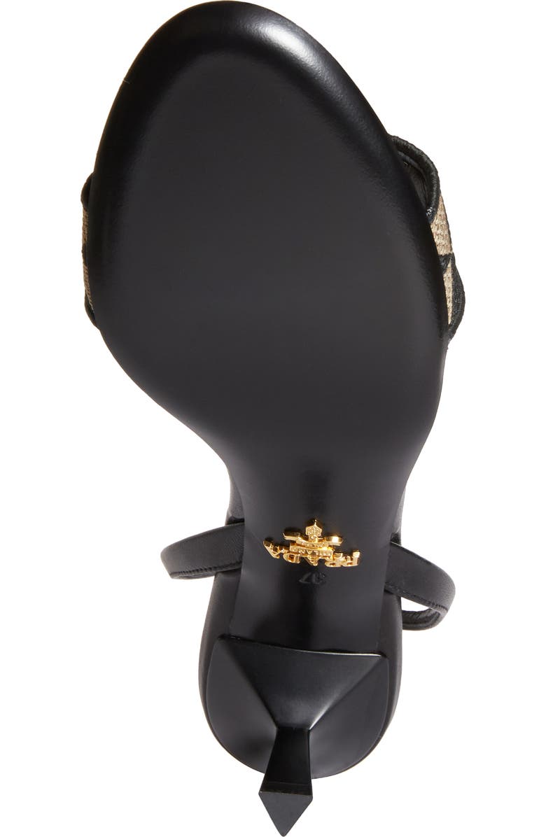 Prada Triangle Jacquard Slide Sandal, Alternate, color, Black/ Beige