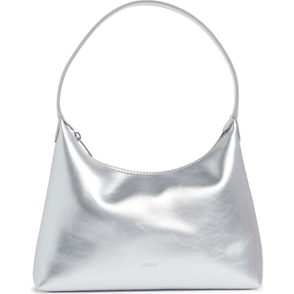 Stand Oil Plump Faux Leather Shoulder Bag In Silver