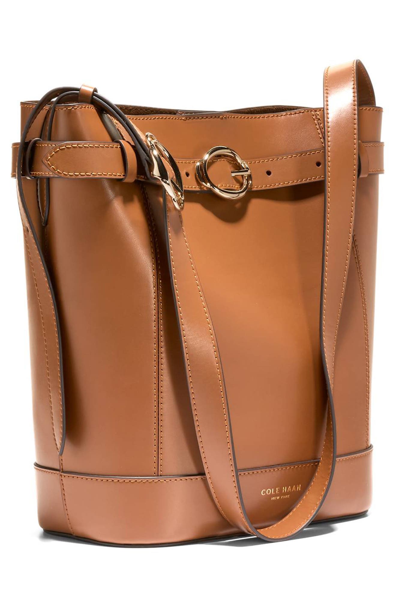 Alexandria Leather Bucket Bag, Alternate, color, NEW CARAMEL