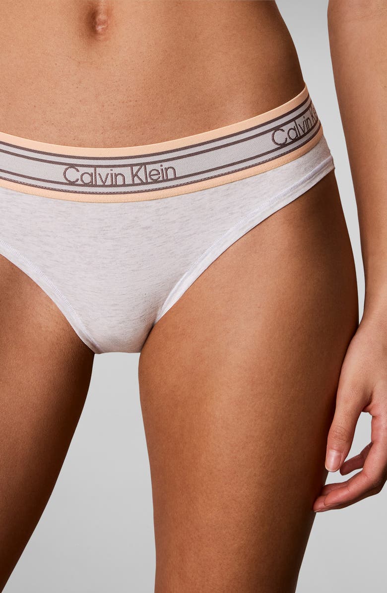 Calvin Klein Icon Cotton Blend Bikini, Alternate, color, Snow Heather