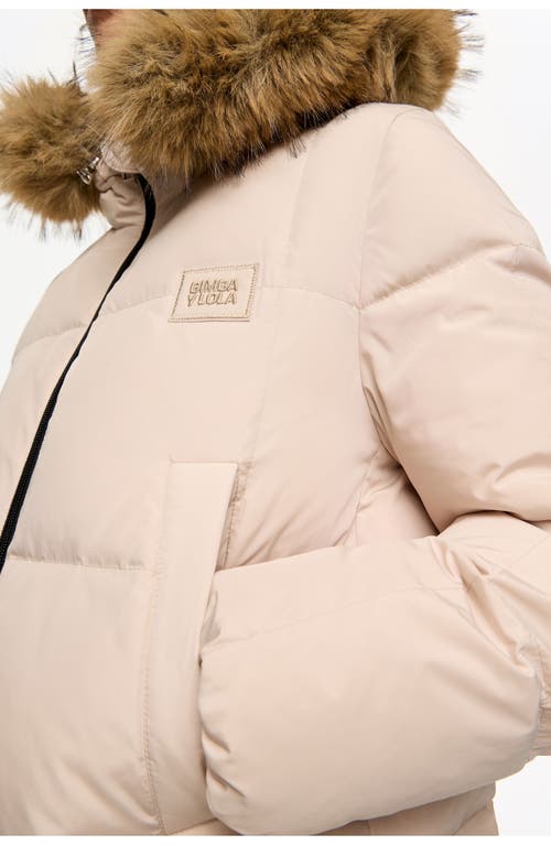 Bimba Y Lola Tailored Down Coat With Fur Hood In Multi