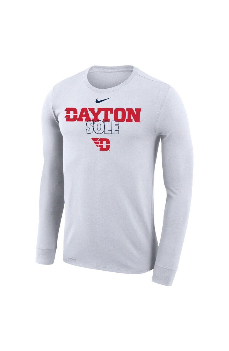 Nike White Dayton Flyers 2023 On Court Bench Long Sleeve T-Shirt, Alternate, color, 