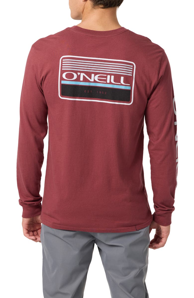 O'Neill Banner Long Sleeve Cotton Graphic T-Shirt, Alternate, color, Oxblood Red