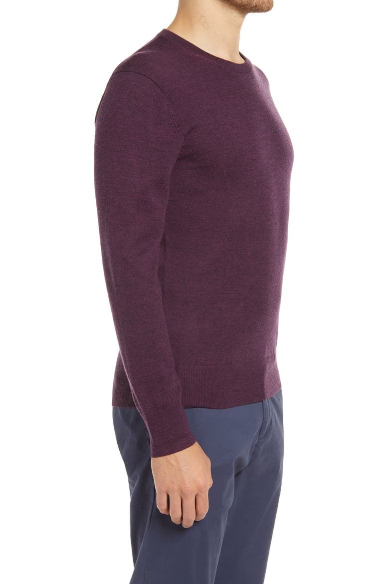 Slim Fit Merino Wool Crewneck Sweater, Alternate, color, HEATHER BRAMBLE