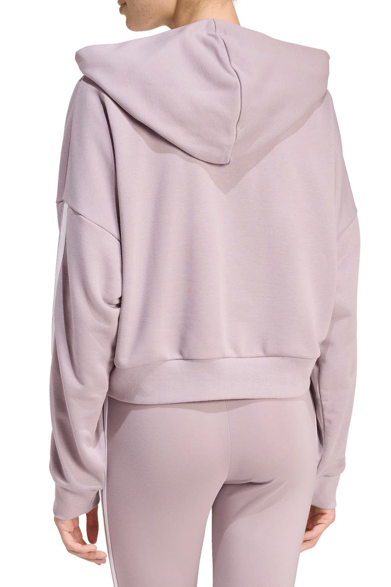 Essentials 3-Stripe Quarter Zip Sweatshirt, Alternate, color, PRELOVED FIG/ WHITE