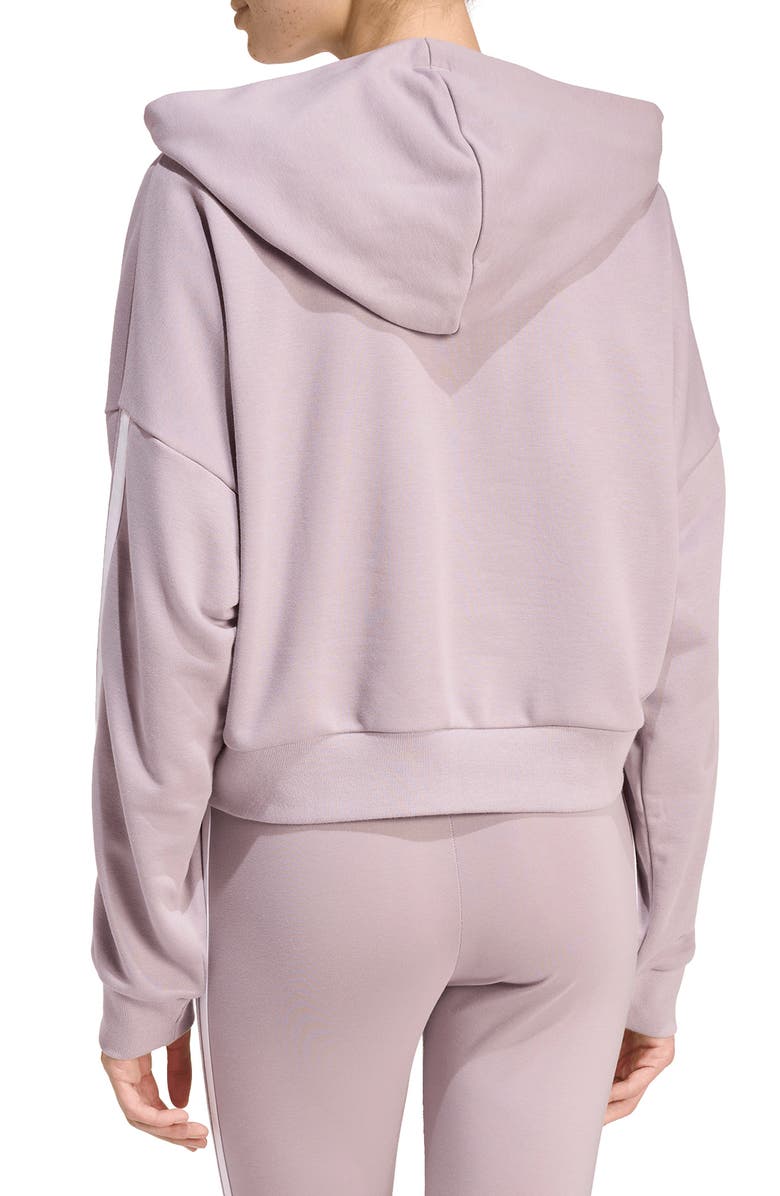 adidas Essentials 3-Stripe Quarter Zip Sweatshirt, Alternate, color, Preloved Fig/ White