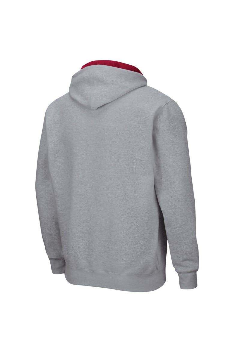 Men's Colosseum Heathered Gray Arkansas Razorbacks Arch & Logo 3.0 Full-Zip Hoodie, Alternate, color, Heather Gray