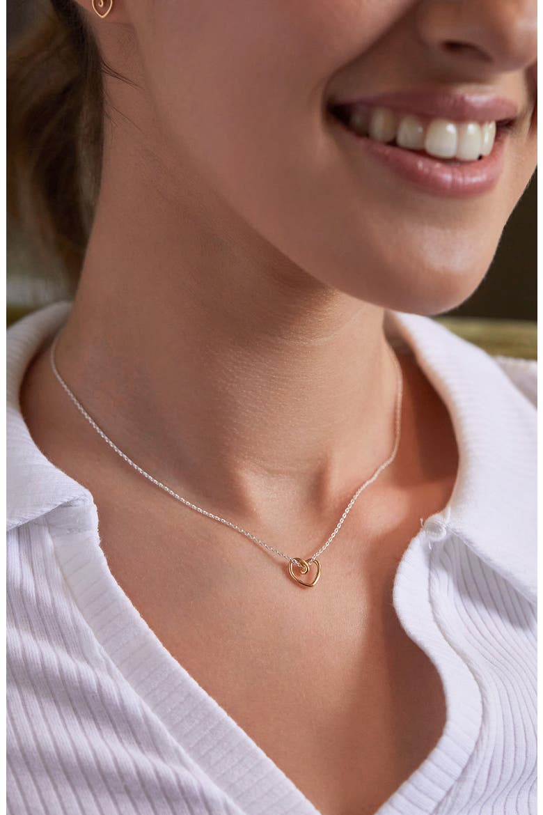 Wire Heart Pendant Necklace, Alternate, color, GOLD AND SILVER