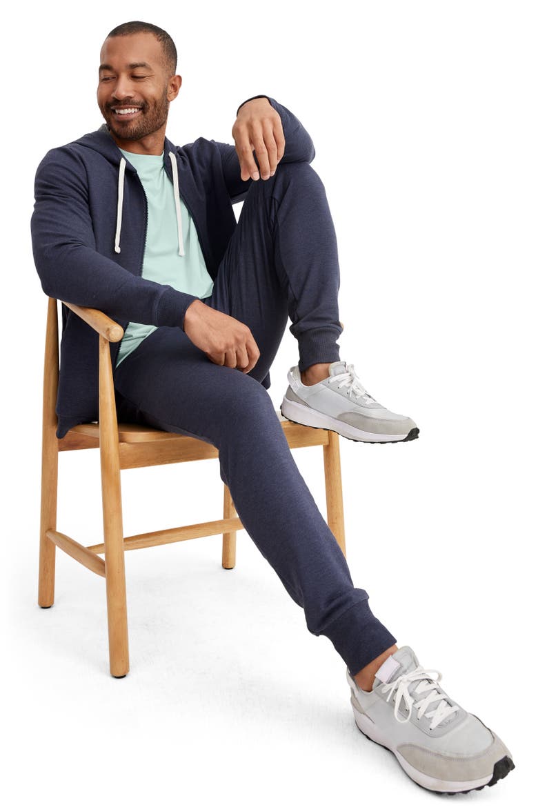 Mens Lightweight Cotton Blend Fleece Jogger, Alternate, color, True Navy Heather