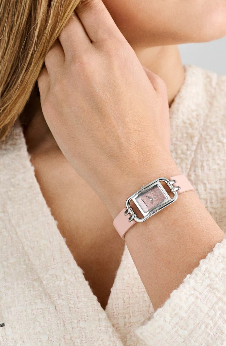 Ted Baker Leather Strap Watch, 17mm, Alternate, color, Pink