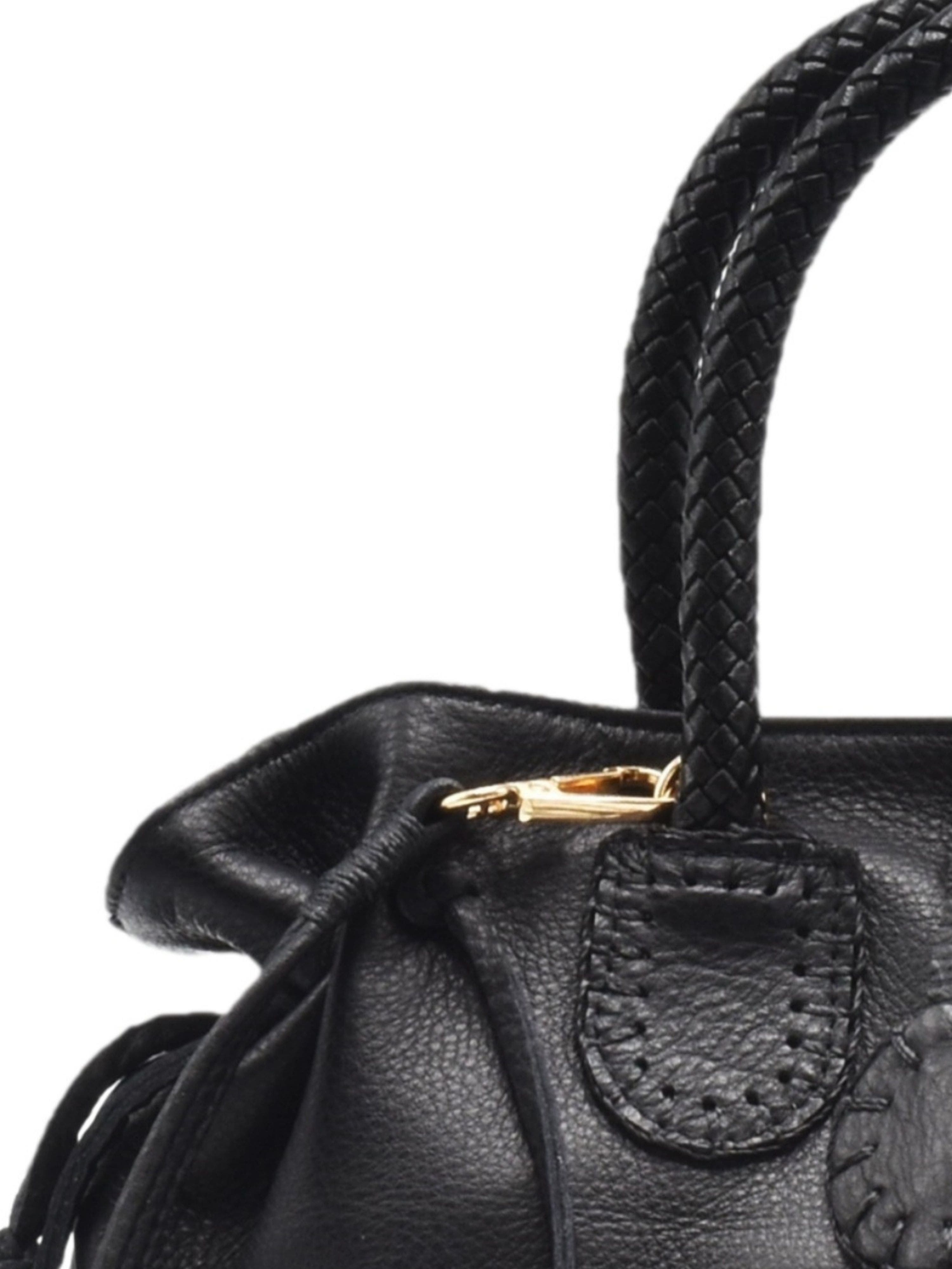 Carlos Falchi Mini Satchel Leather Bag, Alternate, color, Black Obsidian