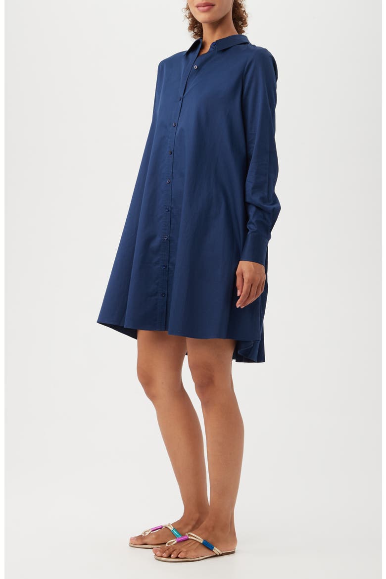 Tulla Oversize Long Sleeve Organic Cotton Shirtdress, Alternate, color, INK