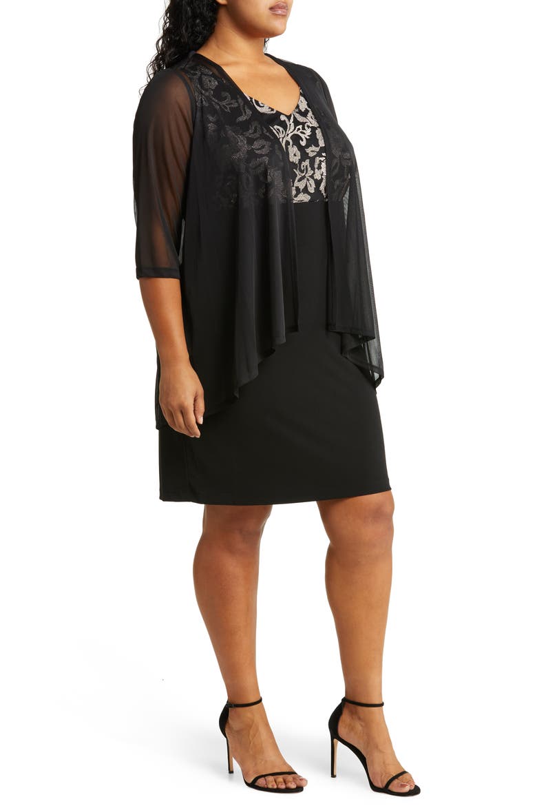 Sheath Dress & Jacket Set, Alternate, color, BLACK/ GOLD