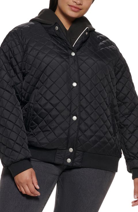 Quilted Water Resistant Bomber Jacket with Faux Shearling Lining
