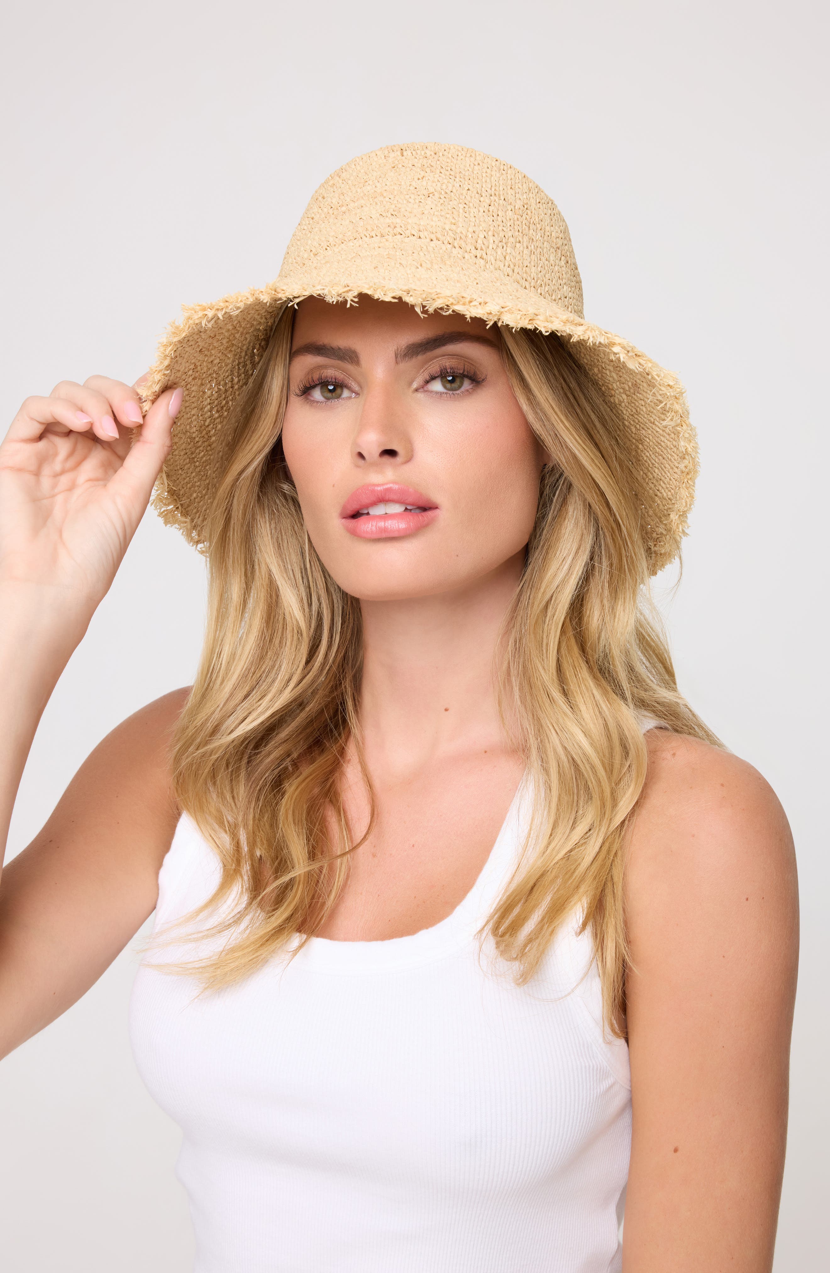 LSPACE Paco Embellished Paper Raffia Bucket Hat (Women 