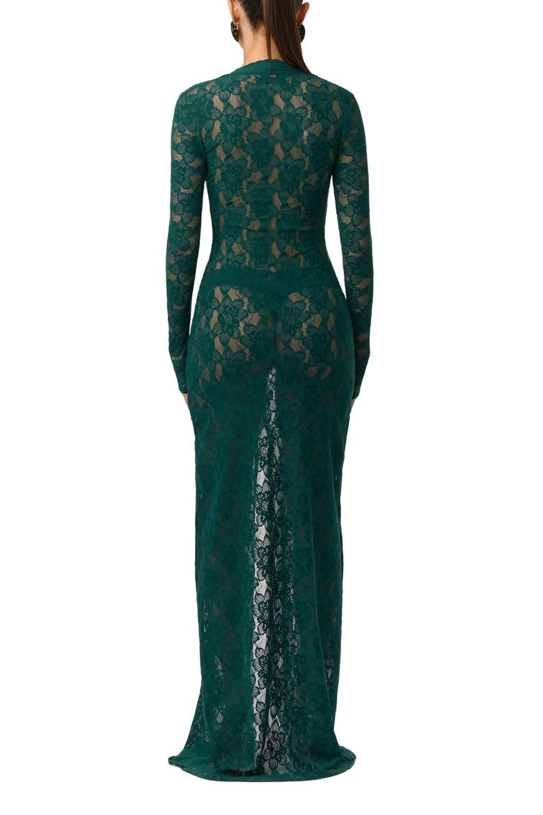 Long Sleeve Button-Up Lace Maxi Dress, Alternate, color, PINE GREEN