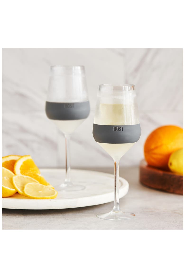 Wine Freeze Set of 2 Stemmed Wine Glasses, Alternate, color, GRAY