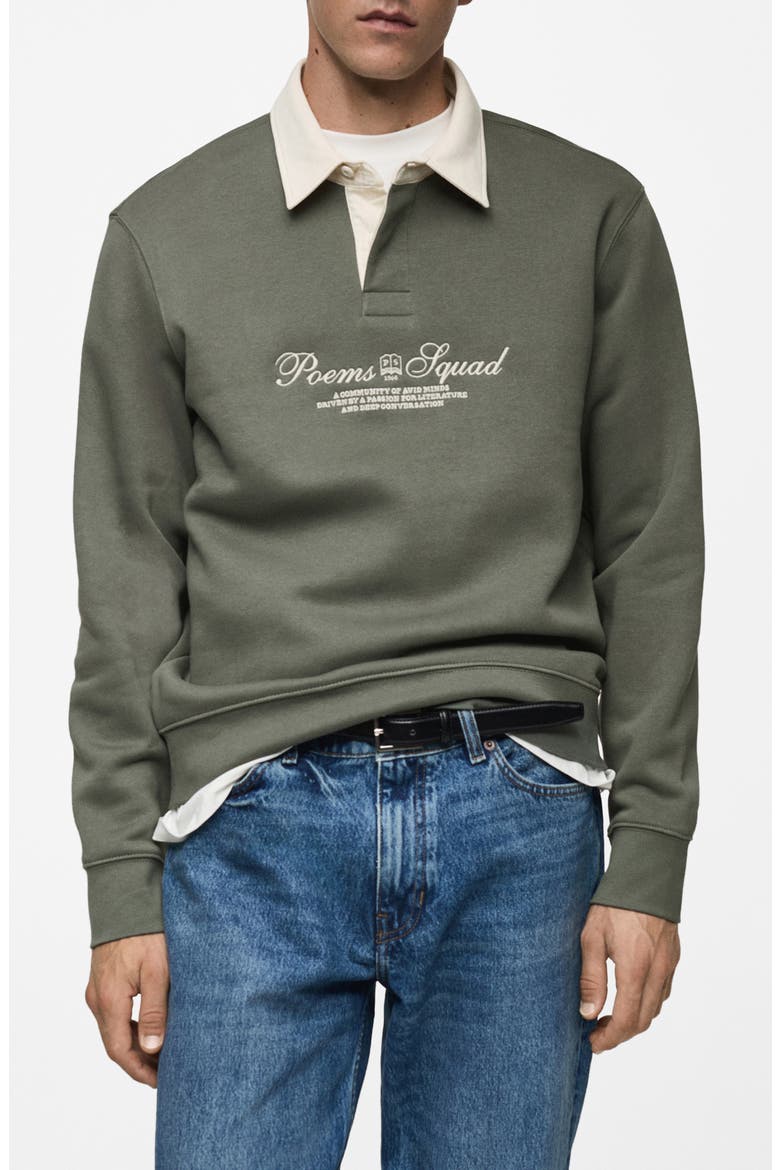 Poems Squad Cotton Polo Sweatshirt, Main, color, GREEN