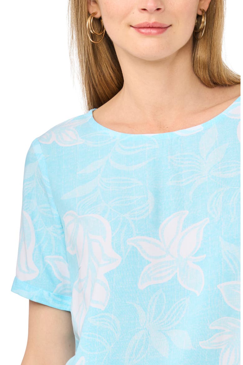 Floral Print Top, Alternate, color, DEW BLUE