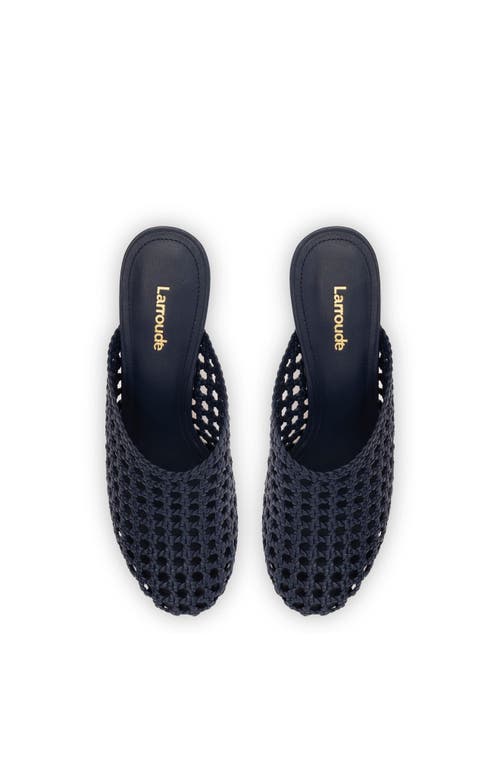 Larroude Larroudé Dew Drop Macrame Mule In Navy