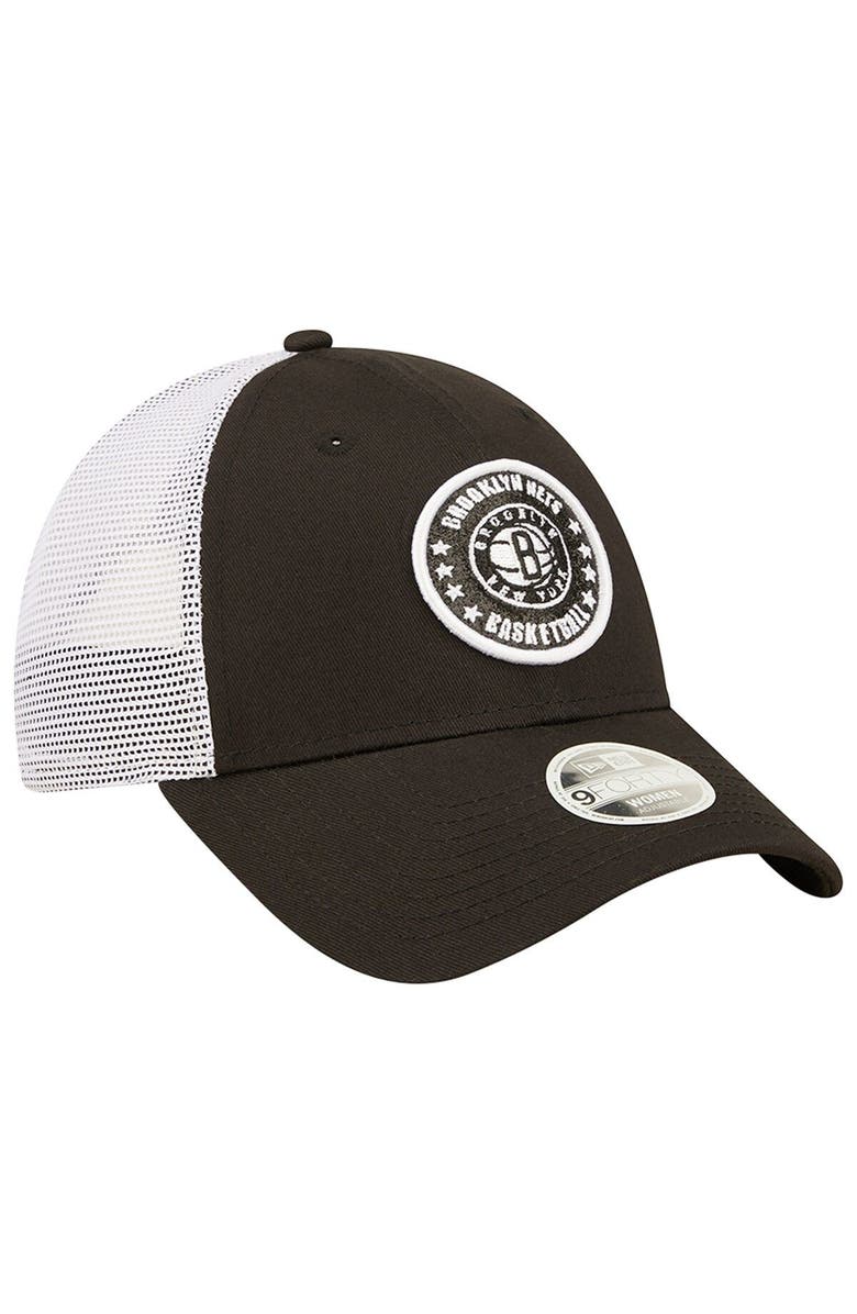 New Era Women's New Era Black/White Brooklyn Nets Glitter Patch 9FORTY Snapback Hat, Alternate, color, Black