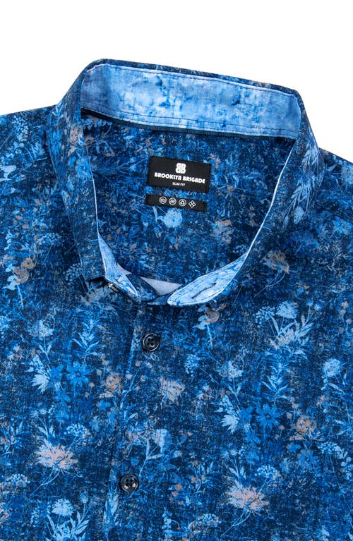 Brooklyn Brigade Barlow Vintage Floral Short Sleeve Shirt In Navy