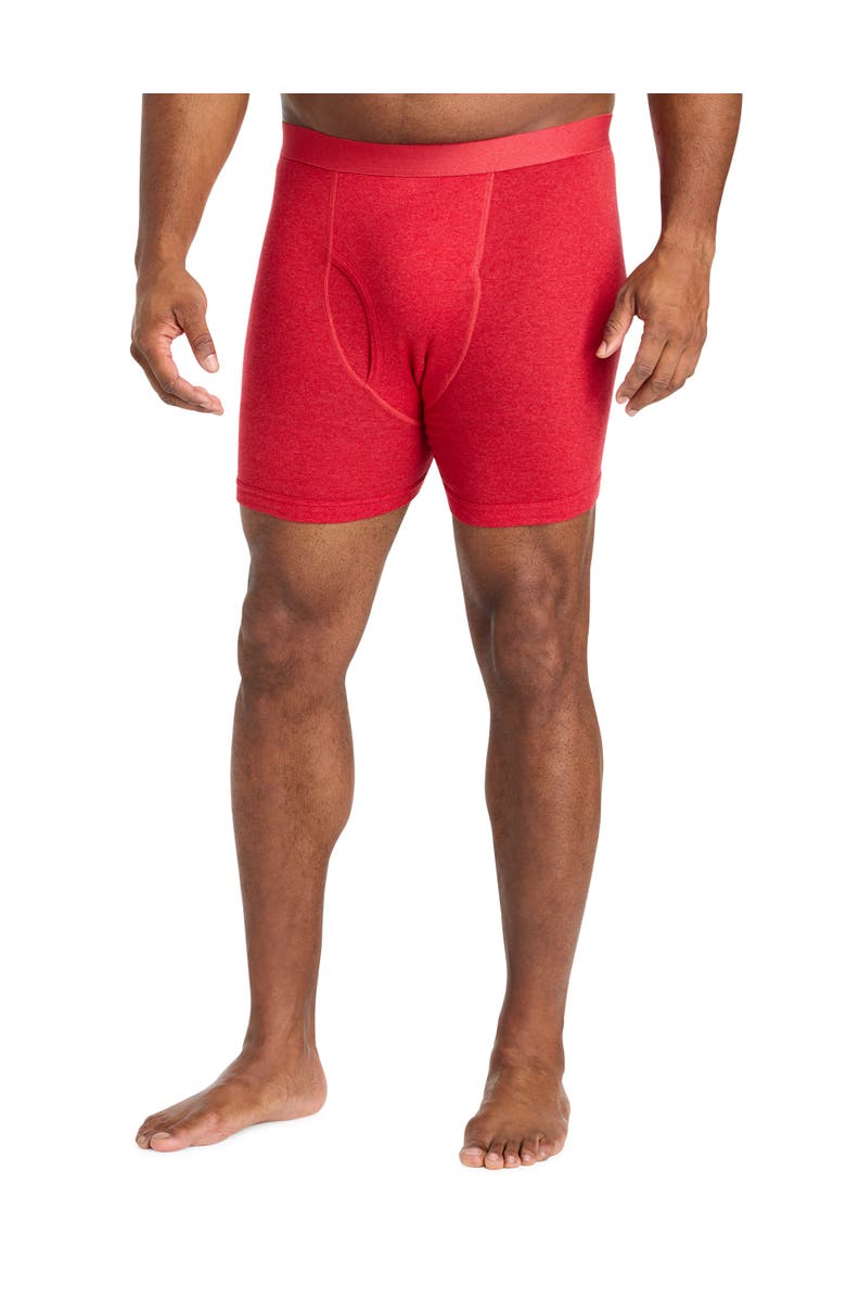 Harbor Bay by DXL Big & Tall 3-pk Heathered 4 Inch Boxer Briefs, Alternate, color, Tango Red Heather