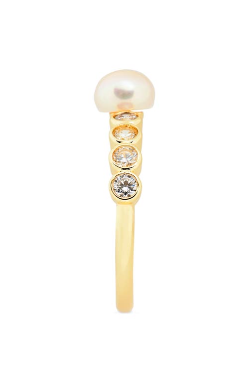Covet Faux Pearl & Crystal Stackable Ring In Pearl/graphite/gold