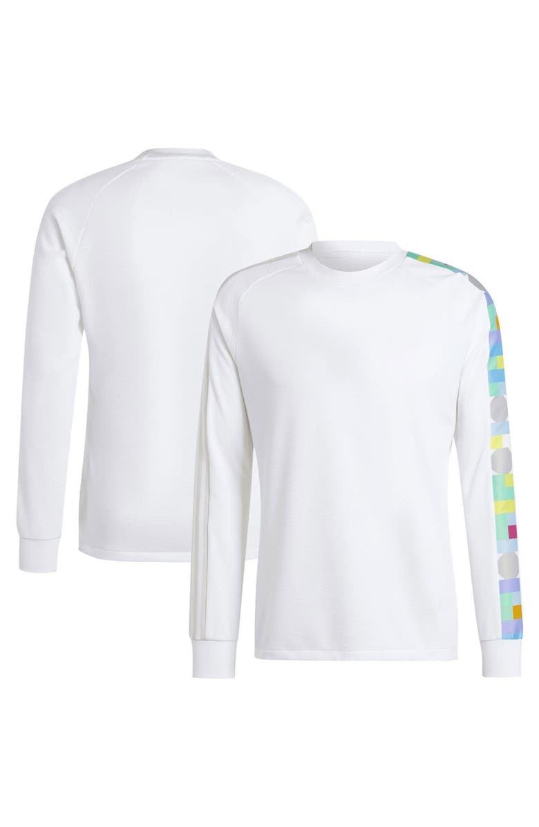 adidas Men's adidas  White Peter Saville x Manchester United Long Sleeve Jersey, Main, color, 