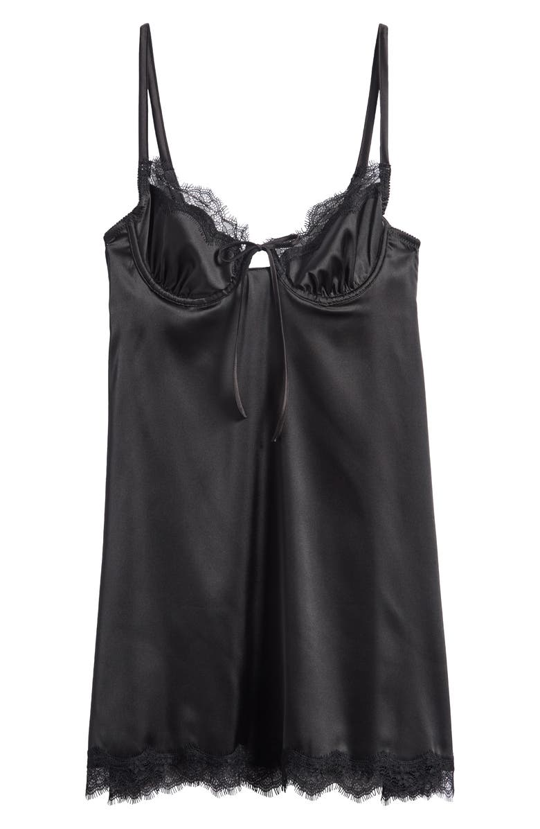 Kat The Label Sorrento Lace Trim Underwire Slip Chemise, Alternate, color, 