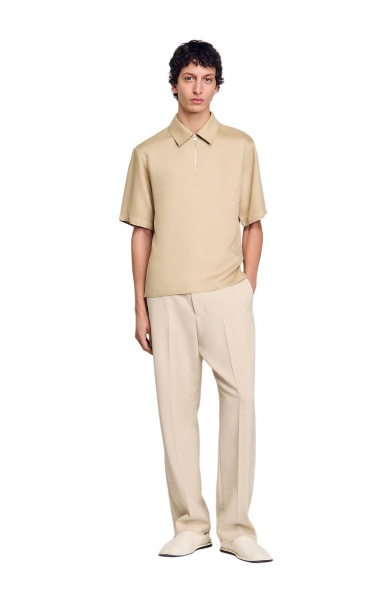SANDRO Zip-neck polo shirt, Alternate, color, 